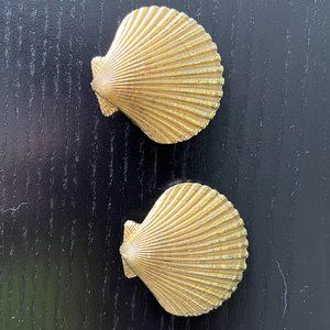 Yves Saint Laurent gold Shell clip on earrings